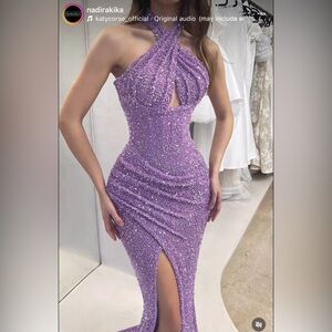 Custom made embellished evening gown